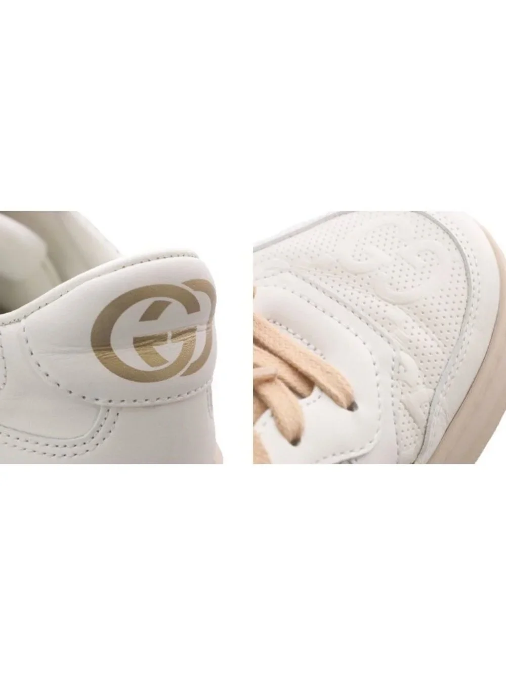 Gucci GG Embossed Chunky Sneakers Platform Leather White Pink